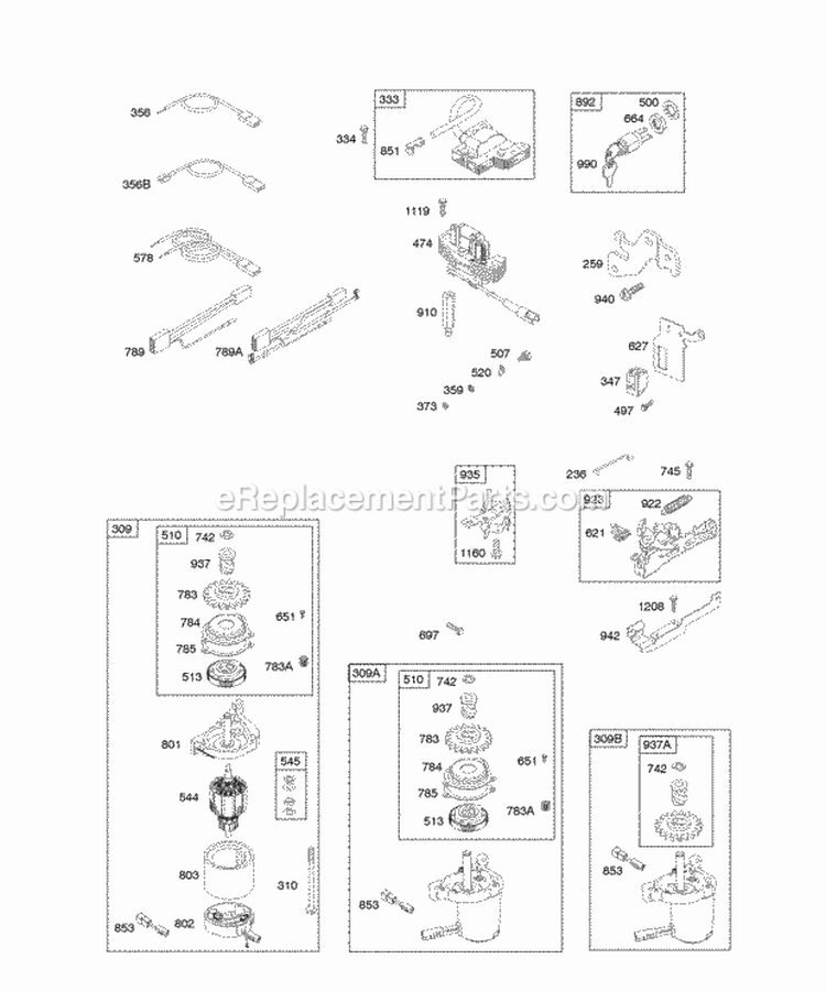 Alternator Electric Starter Electrical Flywheel Brake Ignition Diagram and Parts List for 12F782-0646-01  Briggs and Stratton Engine